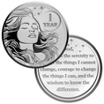 Load image into Gallery viewer, Woman's Serenity Token Sobriety Coin Gift Set 1 Year - Silver