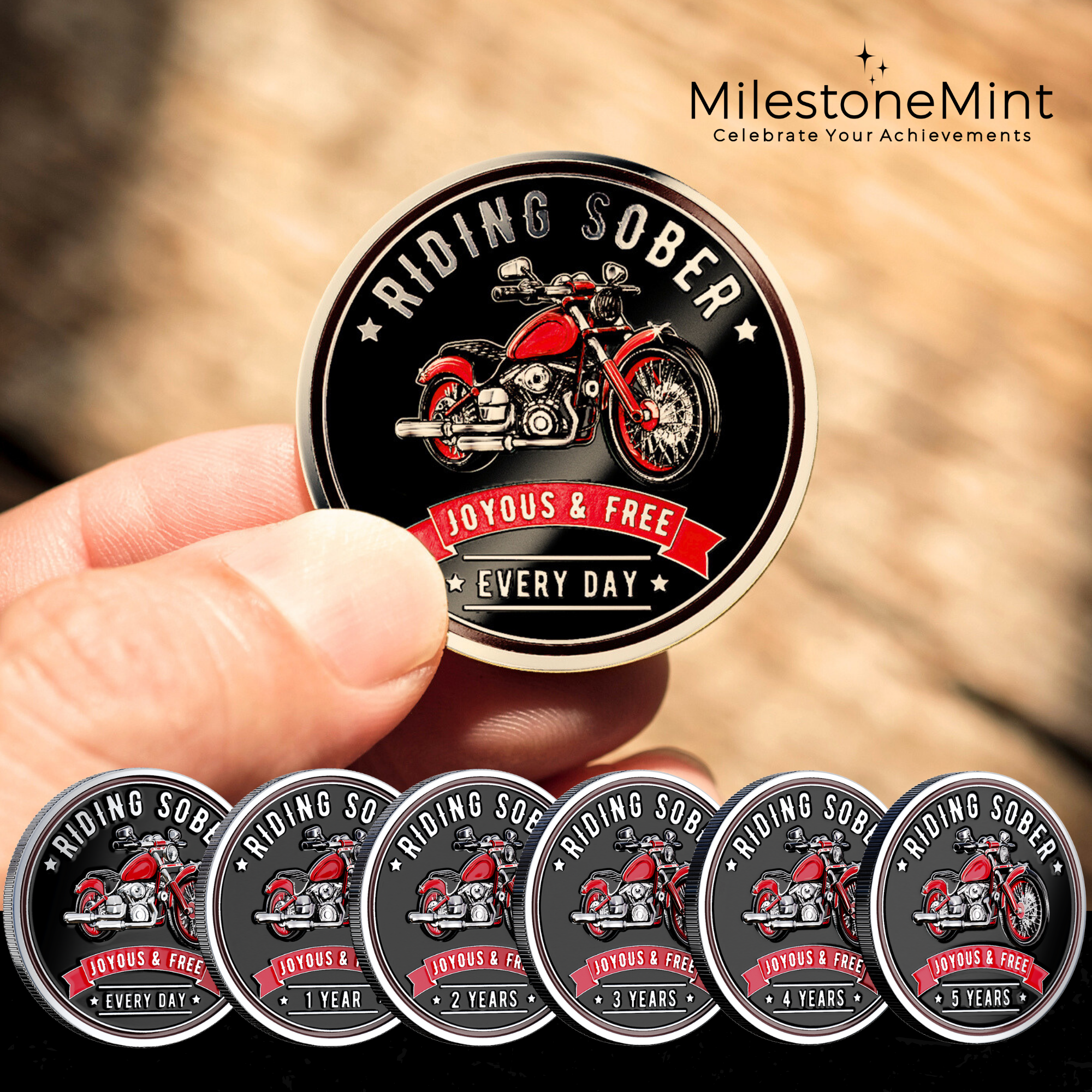 Riding Sober Recovery Affirmation Coin