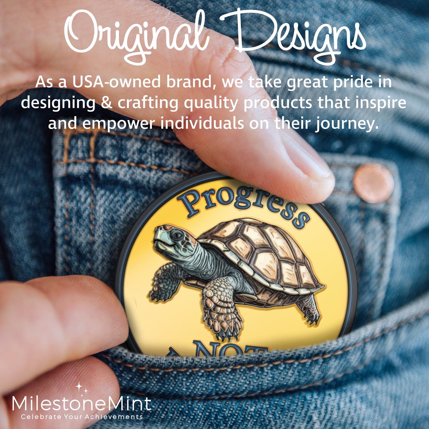 3D Turtle Design Affirmation Sobriety Coin