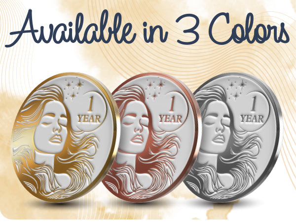 Woman's Serenity Token Sobriety Coin Gift Set 1 Year - Silver